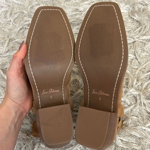 NWOB Sam Edelman Bellamie Suede Harness Western Ankle Boots in Camel Suede Sz 8 - Picture 10 of 11